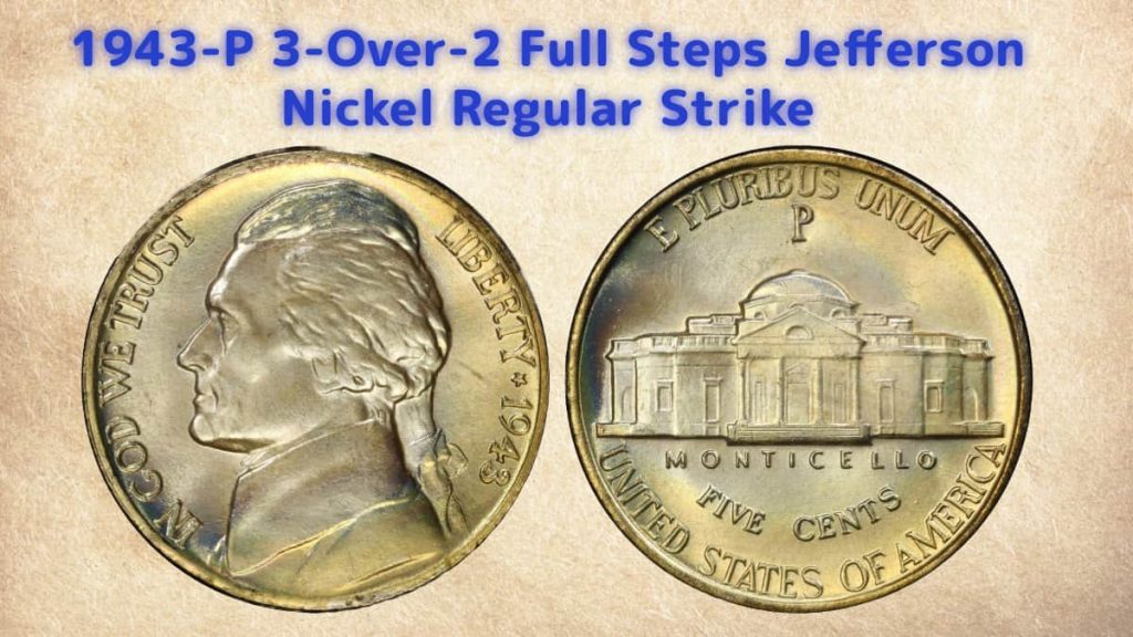 1943-P 3-Over-2 Full Steps Jefferson Nickel Regular Strike